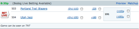 Betting Lines Blazers vs Jazz