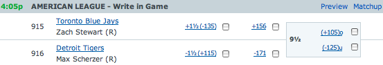 MLB Betting Odds Blue Jays vs Tigers