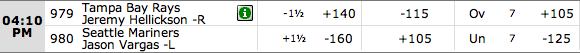 MLB Betting Lines Rays vs Mariners